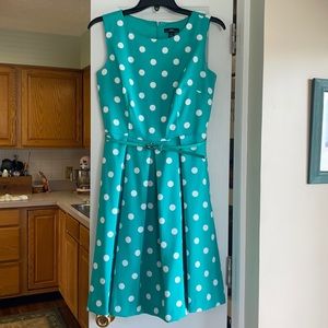 R & K green with white polkadot dress